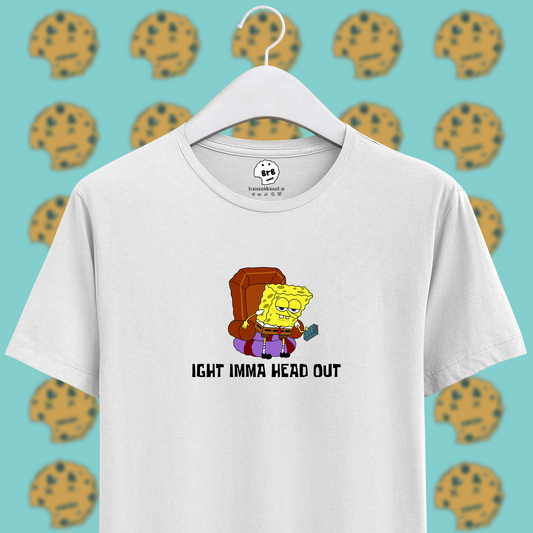 white unisex t-shirt spongebob meme ight imma head out