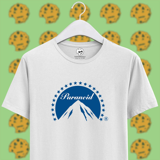 white unisex half sleeves t-shirt paranoid, paramount pictures hollywood